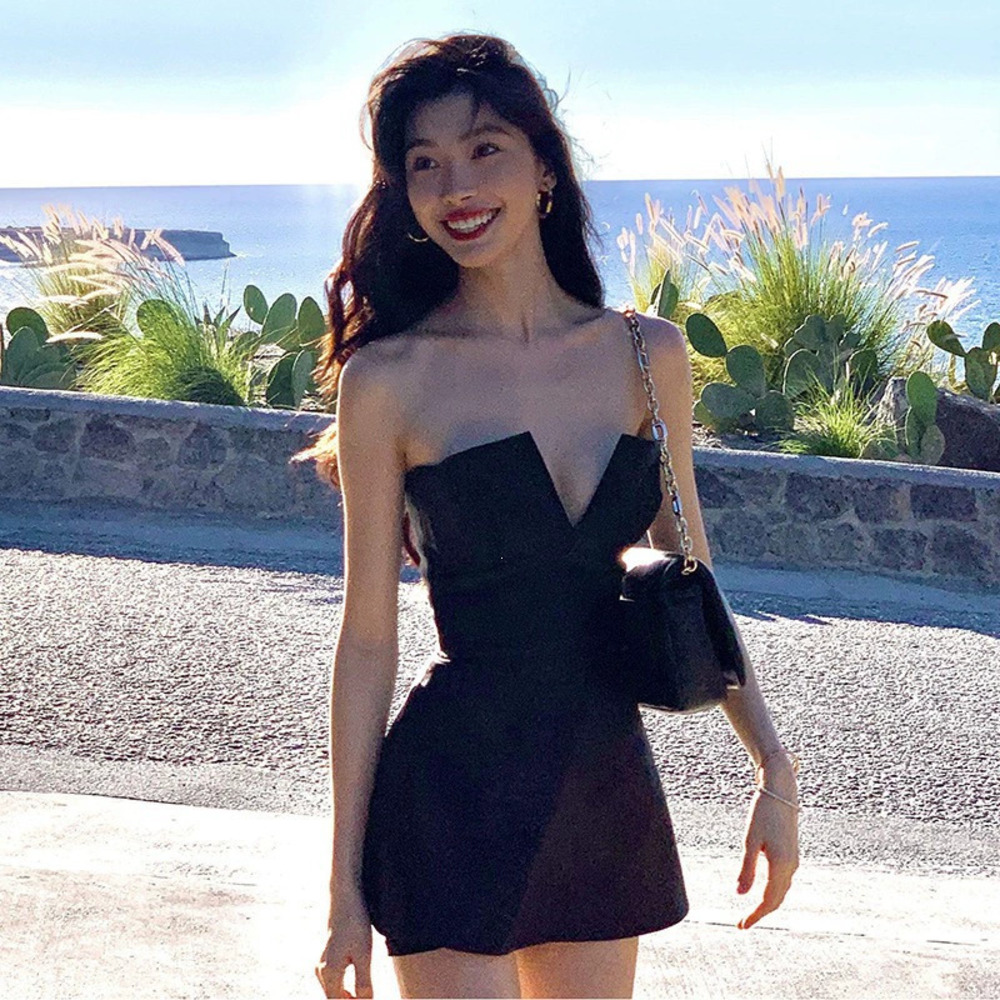Zara Spring Strapless Backless Waist Cinching Dress